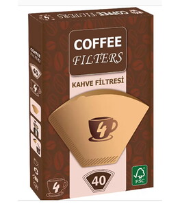COFFEE FILTERS BROWN NO:4 40 LI KAHVE FİLTRESİ #1