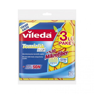 VILEDA %30 MİKROFİBER TEMİZLİK BEZİ SARI 3 LÜ #1